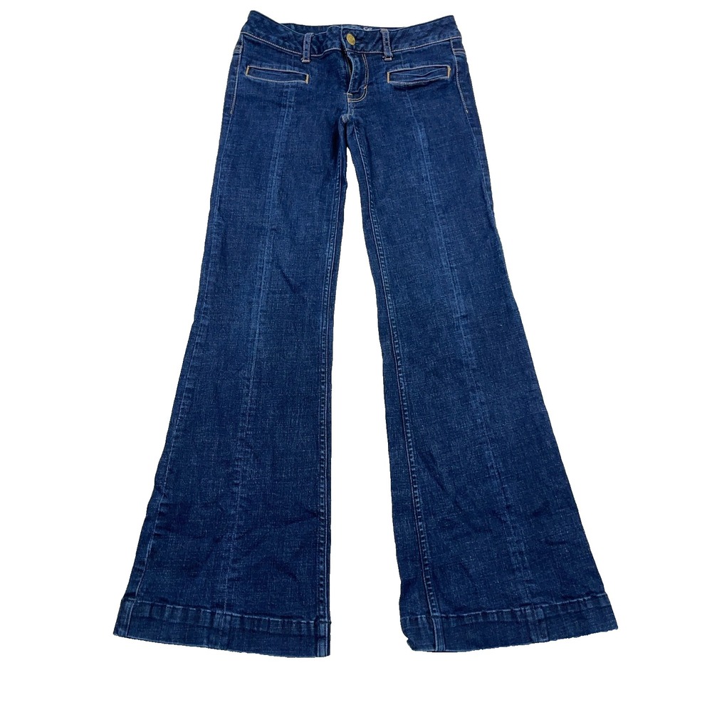 Vintage Y2K American Eagle Jeans Women 4 Hipster Flared Low Rise Dark Wash BOHO